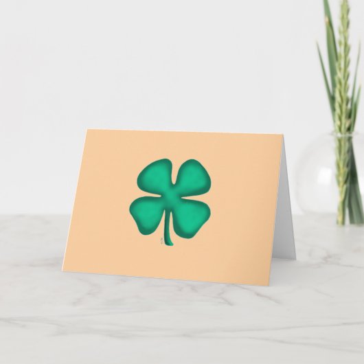 Lucky 4 Leaf Irish Clover tan greeting card Kaart (Voorkant)