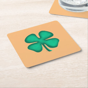 Lucky 4 Leaf Irish Clover tan papieren drankenkust Kartonnen Onderzetters