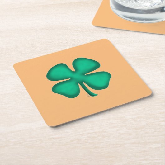 Lucky 4 Leaf Irish Clover tan papieren drankenkust Kartonnen Onderzetters (Schuin)
