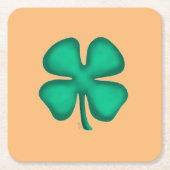 Lucky 4 Leaf Irish Clover tan papieren drankenkust Kartonnen Onderzetters (Voorkant)
