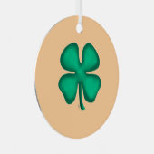 Lucky 4 Leaf Irish Clover tan round metal ornament (Voorkant Rechts)