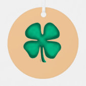 Lucky 4 Leaf Irish Clover tan round metal ornament (Voorkant)