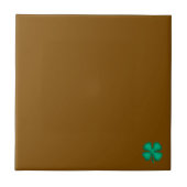 Lucky 4 Leaf Irish Clover tiny brown small tile Tegeltje (Voorkant)