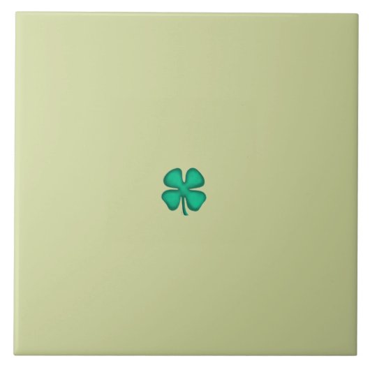 Lucky 4 Leaf Irish Clover tiny lt green large tile Tegeltje (Voorkant)