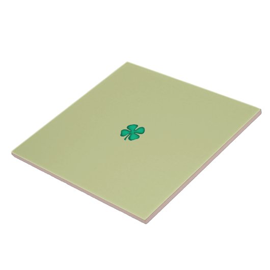 Lucky 4 Leaf Irish Clover tiny lt green large tile Tegeltje (Zijkant)