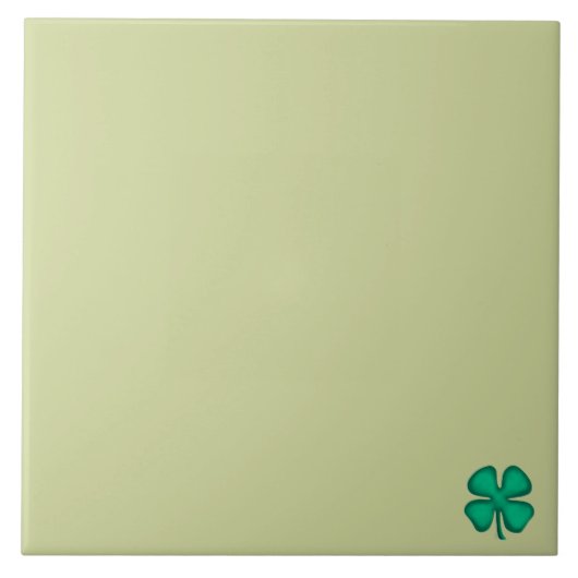 Lucky 4 Leaf Irish Clover tiny lt green large tile Tegeltje (Voorkant)