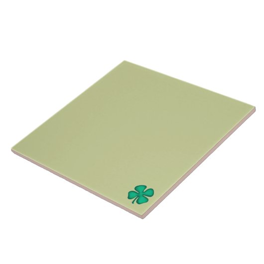 Lucky 4 Leaf Irish Clover tiny lt green large tile Tegeltje (Zijkant)