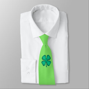 Lucky 4 Leaf Irish Clover very green necktie Stropdas