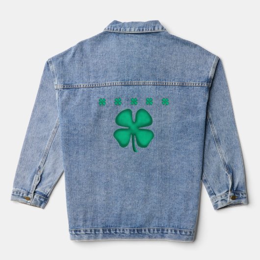 Lucky 4 Leaf Irish Clover vrouwen denim jas Jacket (Achterkant)