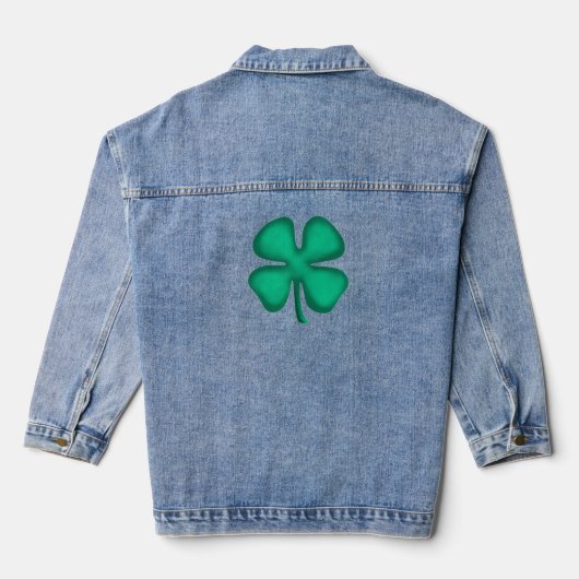 Lucky 4 Leaf Irish Clover vrouwen denim jas Jacket (Achterkant)