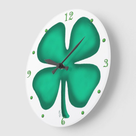 Lucky 4 Leaf Irish Clover wandklok w nummers (Hoek)