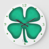 Lucky 4 Leaf Irish Clover wandklok w nummers (Voorkant)