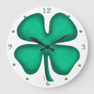 Lucky 4 Leaf Irish Clover wandklok w nummers