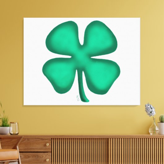 Lucky 4 Leaf Irish Clover white canvas print (Insitu (Woonkamer))
