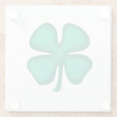 Lucky 4 Leaf Irish Clover White glass onderzetter (Achterkant)