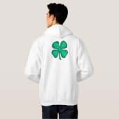 Lucky 4 Leaf Irish Clover white hoodie terug (Achterkant volledig)