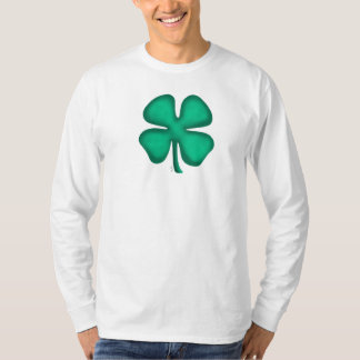 Lucky 4 Leaf Irish Clover white long-hoes shirt