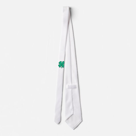 Lucky 4 Leaf Irish Clover white necktie Stropdas (Achterkant)