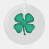 Lucky 4 Leaf Irish Clover white rnd glass ornament (Voorkant)