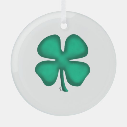 Lucky 4 Leaf Irish Clover white rnd glass ornament (Voorkant)