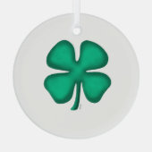 Lucky 4 Leaf Irish Clover white rnd glass ornament (Achterkant)