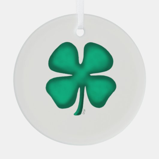 Lucky 4 Leaf Irish Clover white rnd glass ornament (Achterkant)