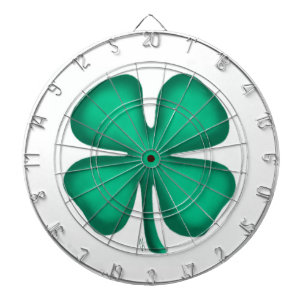 Lucky 4 Leaf Irish Clover wit dartboard Dartbord