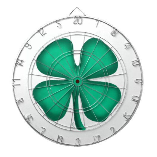 Lucky 4 Leaf Irish Clover wit dartboard Dartbord (Voorkant)