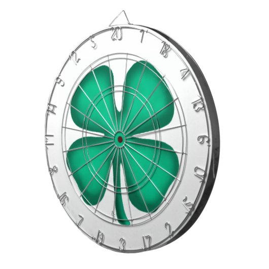 Lucky 4 Leaf Irish Clover wit dartboard Dartbord (Voorkant Rechts)