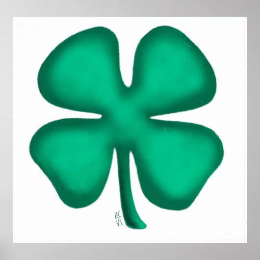 Lucky 4 Leaf Irish Clover wit mat poster (Voorkant)
