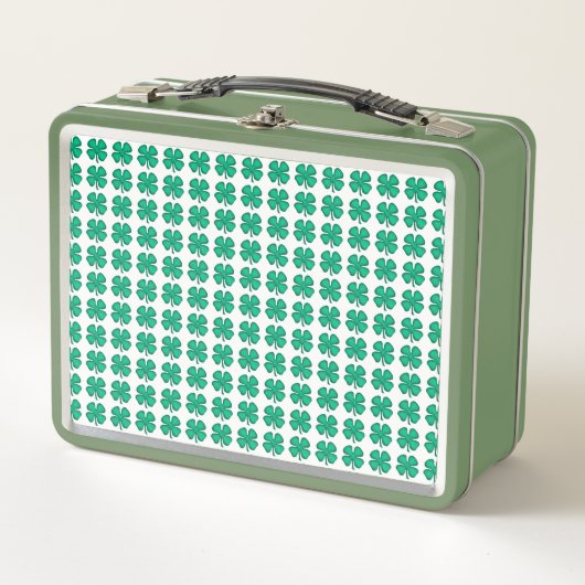 Lucky 4 Leaf Irish Clover wit n groen lunchbox (Voorkant)