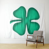 Lucky 4 Leaf Irish Clover wit wandtapijt Wandkleed (In Situ (horizontaal))