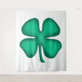 Lucky 4 Leaf Irish Clover wit wandtapijt Wandkleed (Voorkant)