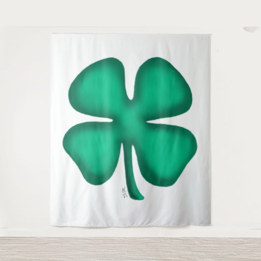 Lucky 4 Leaf Irish Clover wit wandtapijt Wandkleed (Voorkant)