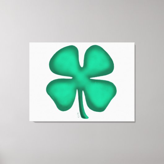 Lucky 4 Leaf Irish Clover witte canvas print (Voorkant)