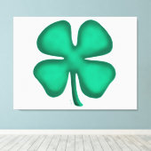 Lucky 4 Leaf Irish Clover witte canvas print (Insitu (Houten vloer))