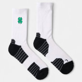 Lucky 4 Leaf Irish Clover witte performance sokken (Rechts)