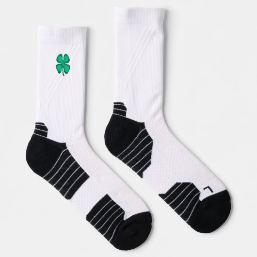 Lucky 4 Leaf Irish Clover witte performance sokken (Rechts)
