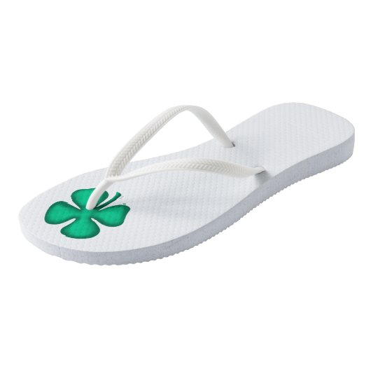Lucky 4 Leaf Irish Clover witte teenslippers (Schuin)