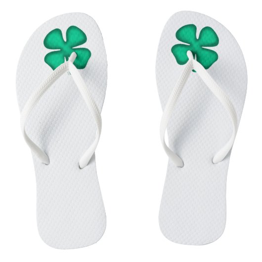 Lucky 4 Leaf Irish Clover witte teenslippers (Voetbed)