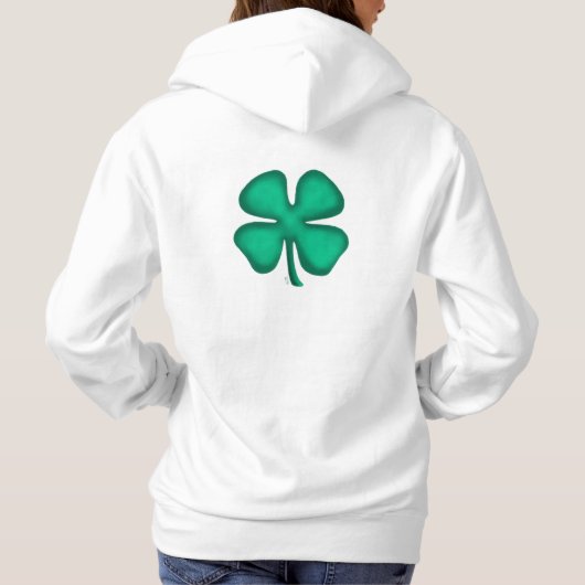 Lucky 4 Leaf Irish Clover women white hoodie terug (Achterkant)