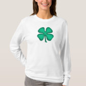 Lucky 4 Leaf Irish Clover women white long shirt (Voorkant)