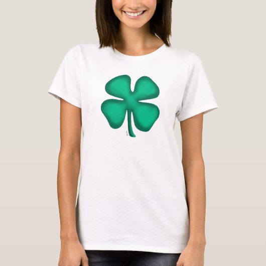 Lucky 4 Leaf Irish Clover women white T shirt (Voorkant)