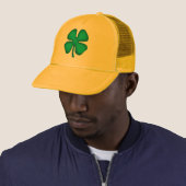 Lucky 4 Leaf Irish Clover yellow foam trucker hat Trucker Pet (In situ)