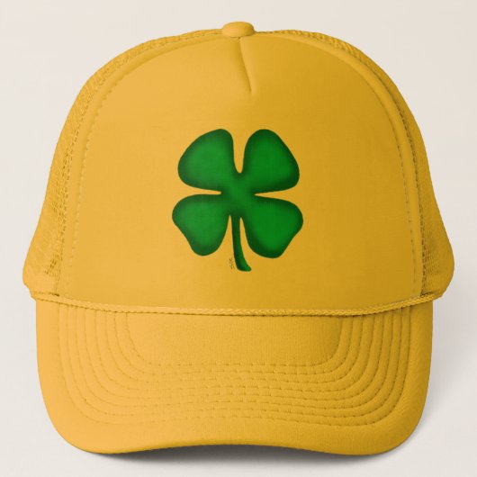 Lucky 4 Leaf Irish Clover yellow foam trucker hat Trucker Pet (Voorkant)