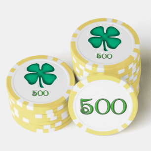 Lucky 4 Leaf Irish Clover yl 500 streep poker chip
