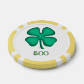 Lucky 4 Leaf Irish Clover yl 500 streep poker chip (Enkel)
