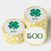 Lucky 4 Leaf Irish Clover yl 500 streep poker chip (Opstapeling)
