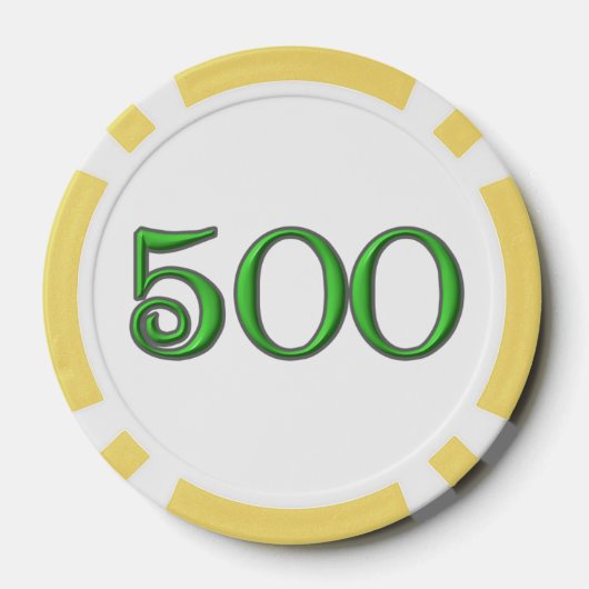 Lucky 4 Leaf Irish Clover yl 500 streep poker chip (Achterkant)