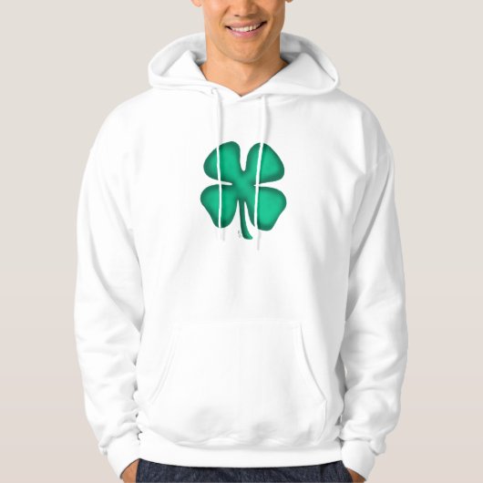 Lucky 4 Leaf Irish Cover white hooded sweatshirt (Voorkant)